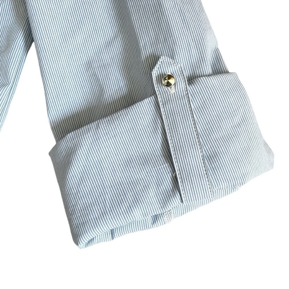 🌺 Marc New York Blue Floral Lace Pinstripe Poplin Button Down Shirt Size M - Picture 9 of 12